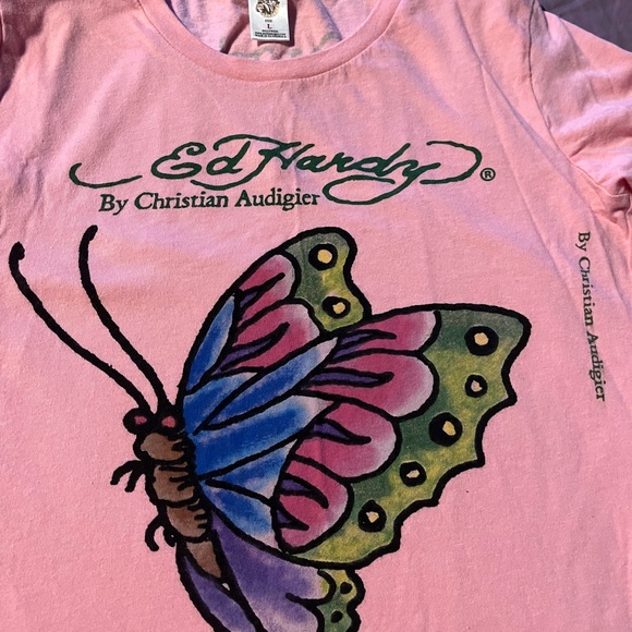 Ed Hardy Pink Long Sleeve with Butterfly Design - Picture 8 of 8